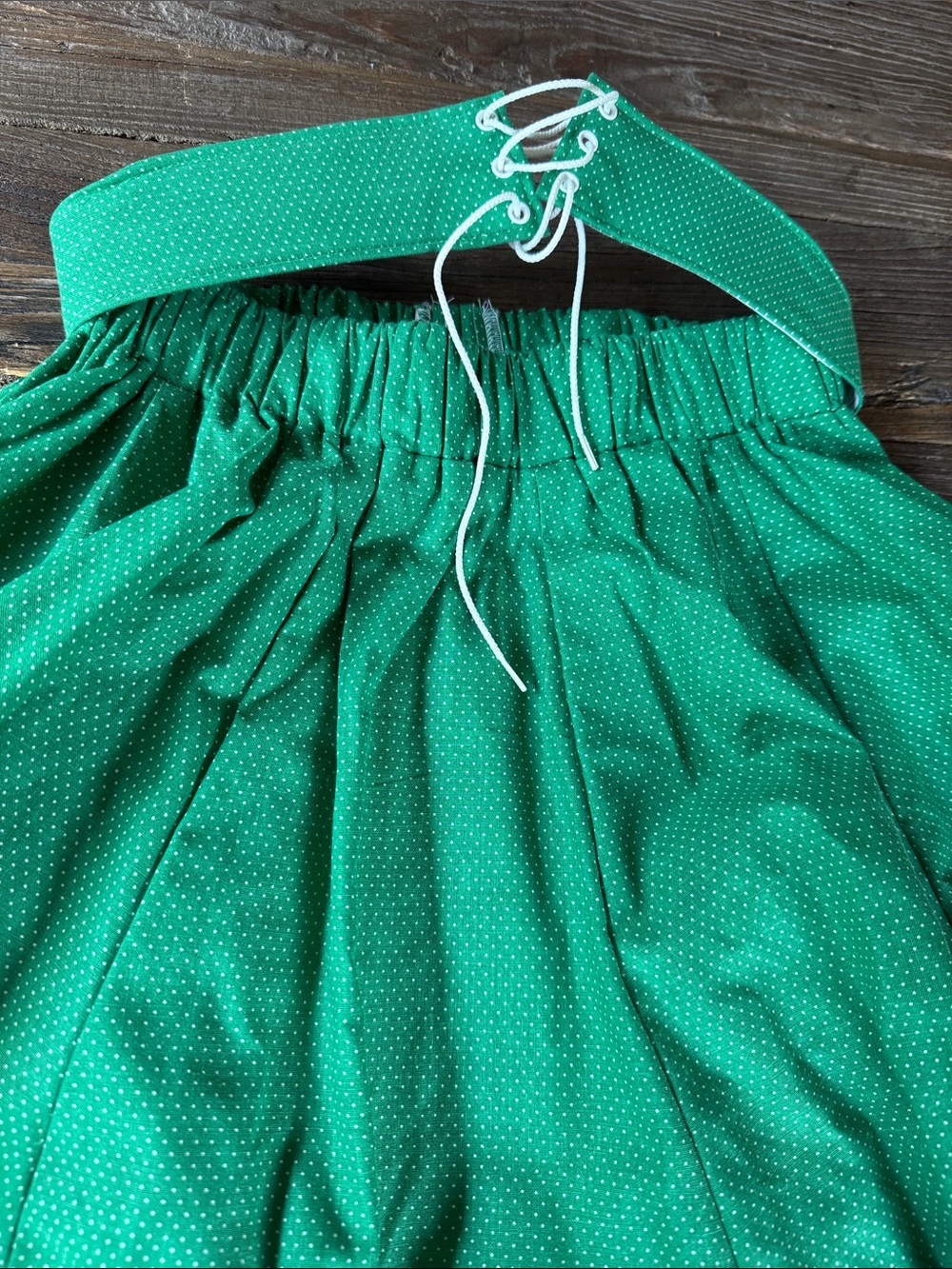 Fun & Fancy Creations green Polk a dot western rodeo square dance full skirt S - Picture 7 of 7